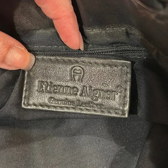 Etienne Aigner Black Woven Leather Convertible Strap Handbag Crossbody Shoulder - Picture 13 of 16